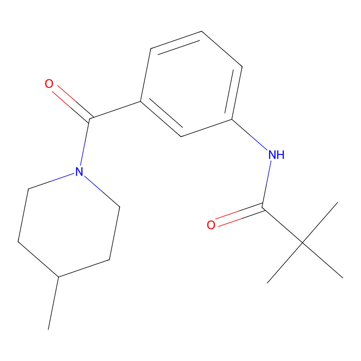 2,2-dimethyl-N-{3-[(4-methylpiperidin-1-yl)carbonyl]phenyl}propanamide molecular structure, CAS 1030432-72-4