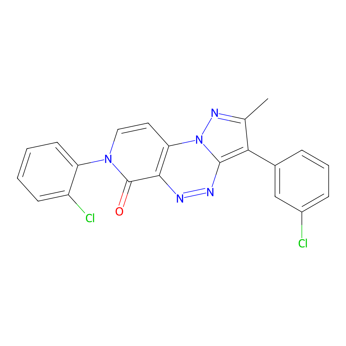 7-(2-chlorophenyl)-3-(3-chlorophenyl)-2-methylpyrazolo[5,1-c]pyrido[4,3-e][1,2,4]triazin-6(7H)-one molecular structure, CAS 1030433-10-3
