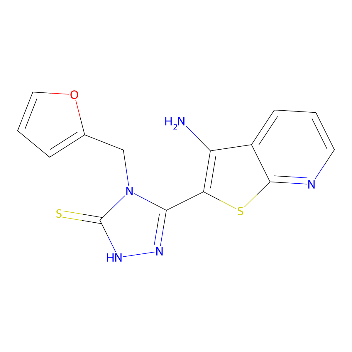 5-(3-aminothieno[2,3-b]pyridin-2-yl)-4-(2-furylmethyl)-4H-1,2,4-triazole-3-thiol molecular structure, CAS 1030433-39-6