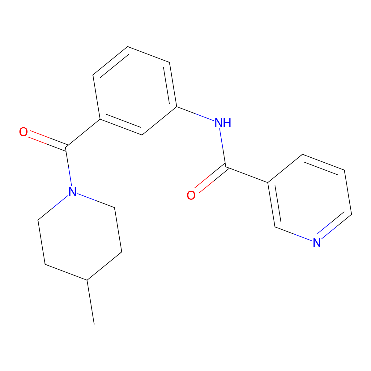 N-{3-[(4-methyl-1-piperidinyl)carbonyl]phenyl}nicotinamide molecular structure, CAS 1030433-44-3