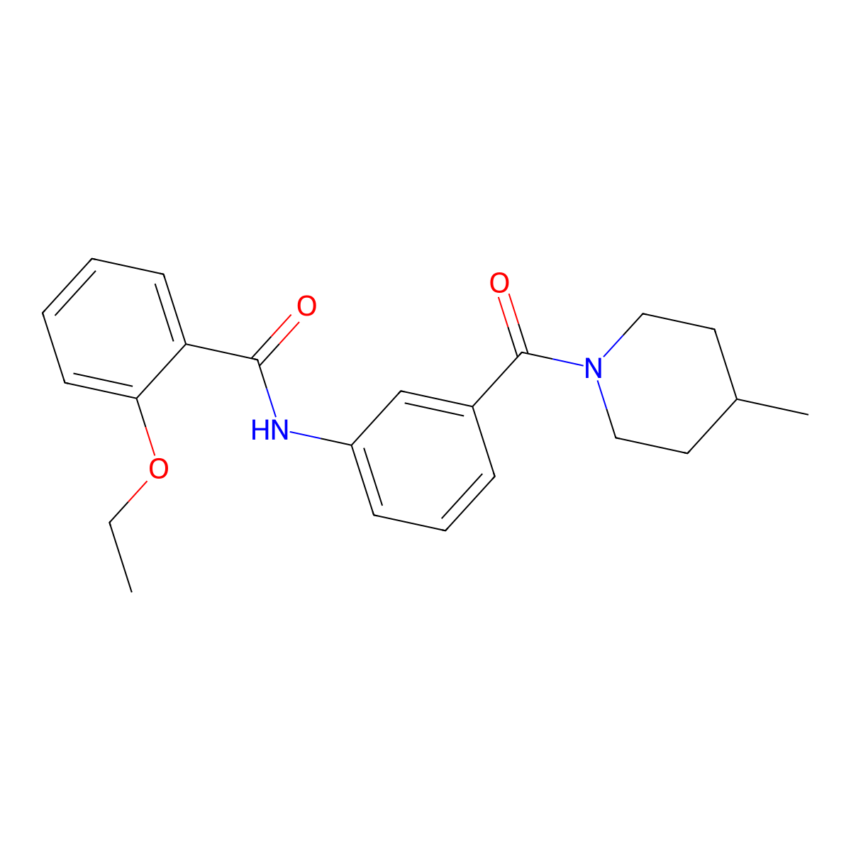2-ethoxy-N-{3-[(4-methyl-1-piperidinyl)carbonyl]phenyl}benzamide molecular structure, CAS 1030433-52-3