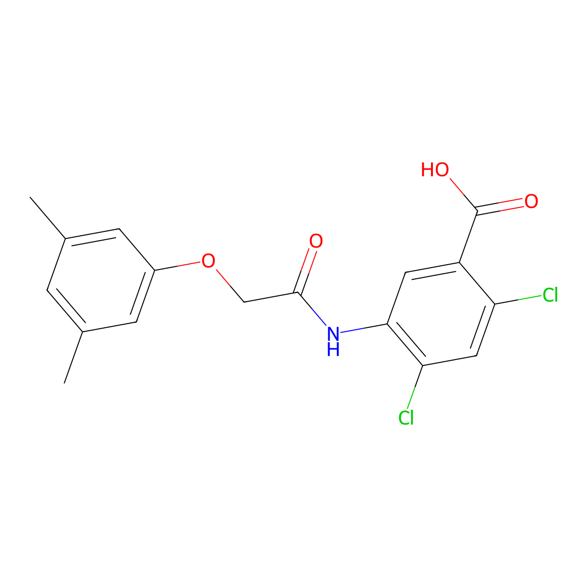 2,4-Dichloro-5-{[(3,5-dimethylphenoxy)acetyl]amino}benzoic acid molecular structure, CAS 1030434-47-9