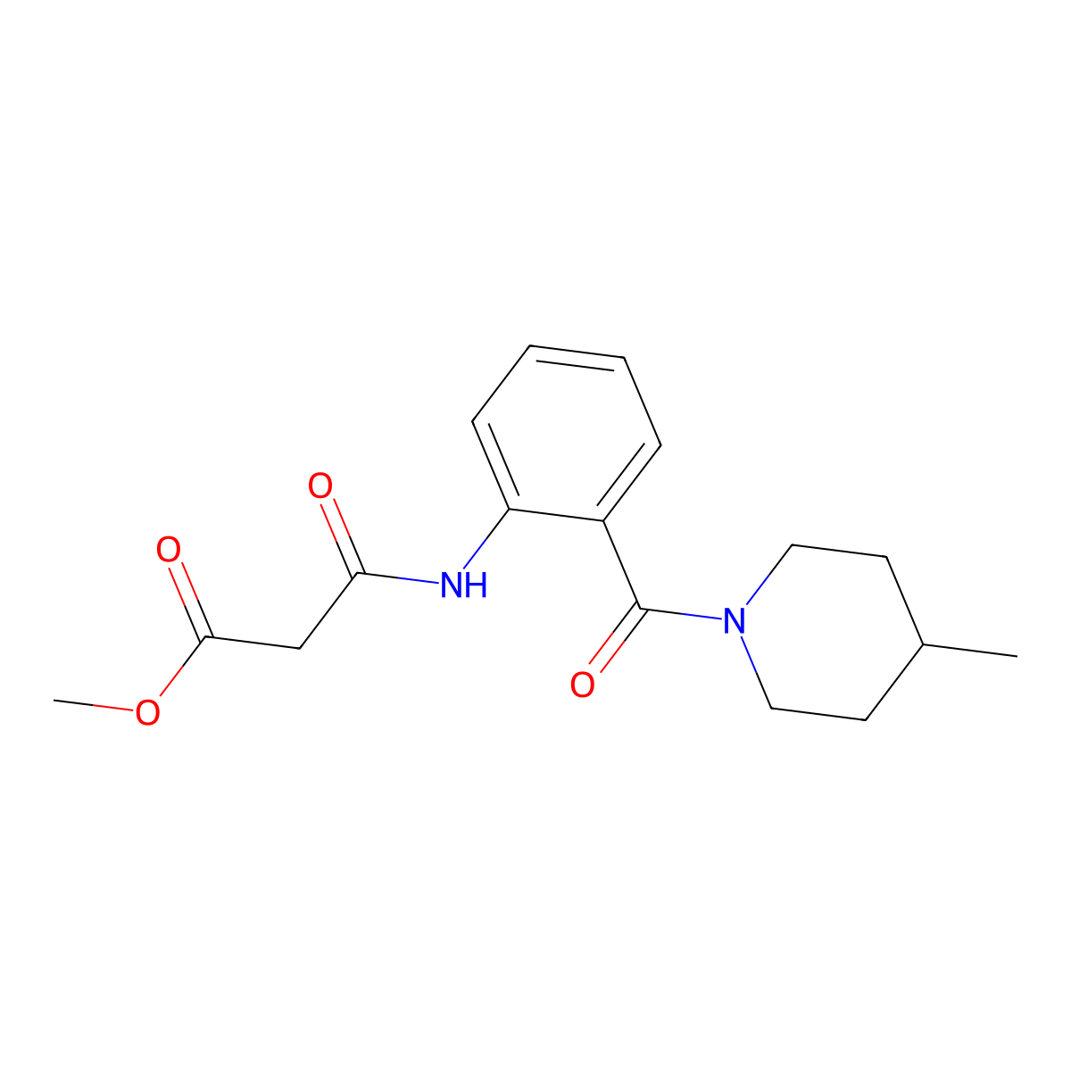 Methyl 3-({2-[(4-methylpiperidin-1-yl)carbonyl]phenyl}amino)-3-oxopropanoate molecular structure, CAS 1030436-85-1