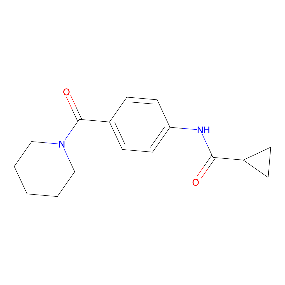 N-[4-(piperidin-1-ylcarbonyl)phenyl]cyclopropanecarboxamide molecular structure, CAS 1030437-37-6