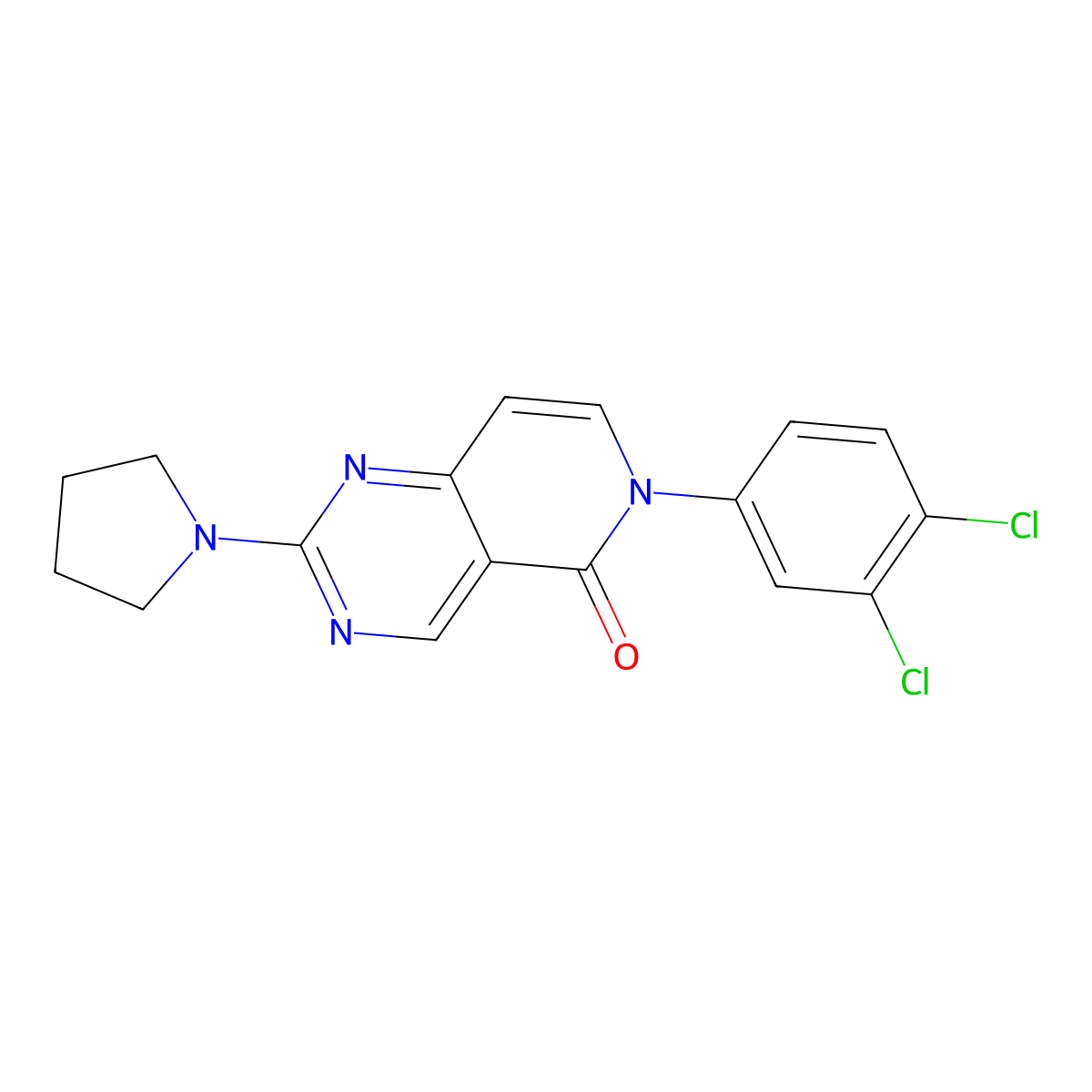6-(3,4-dichlorophenyl)-2-(pyrrolidin-1-yl)pyrido[4,3-d]pyrimidin-5(6H)-one molecular structure, CAS 1030440-50-6