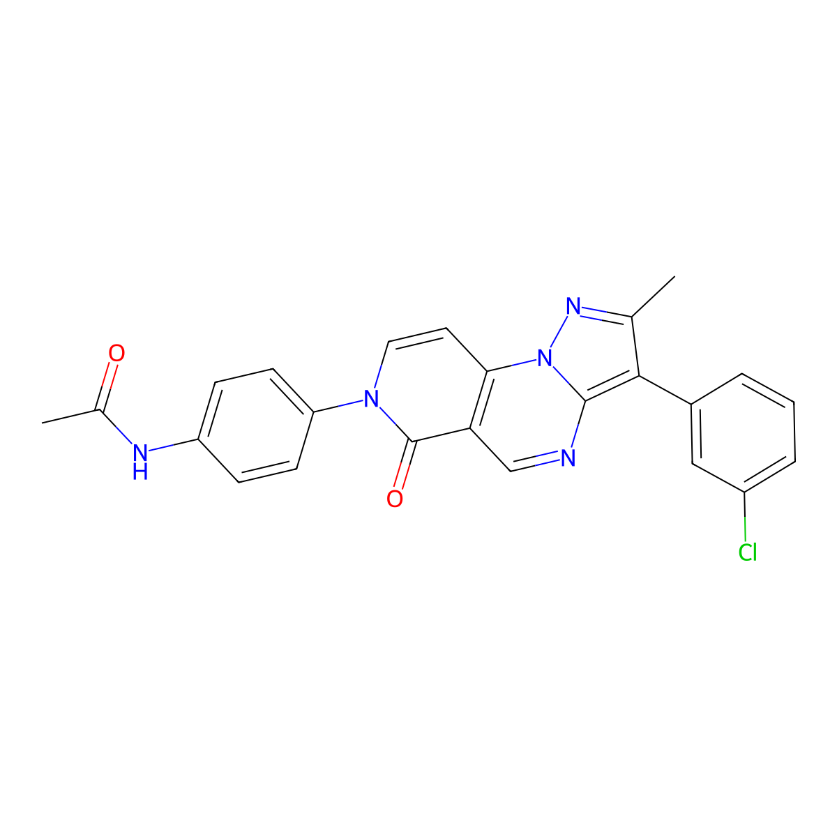 N-{4-[3-(3-chlorophenyl)-2-methyl-6-oxopyrazolo[1,5-a]pyrido[3,4-e]pyrimidin-7(6H)-yl]phenyl}acetamide molecular structure, CAS 1030453-73-6