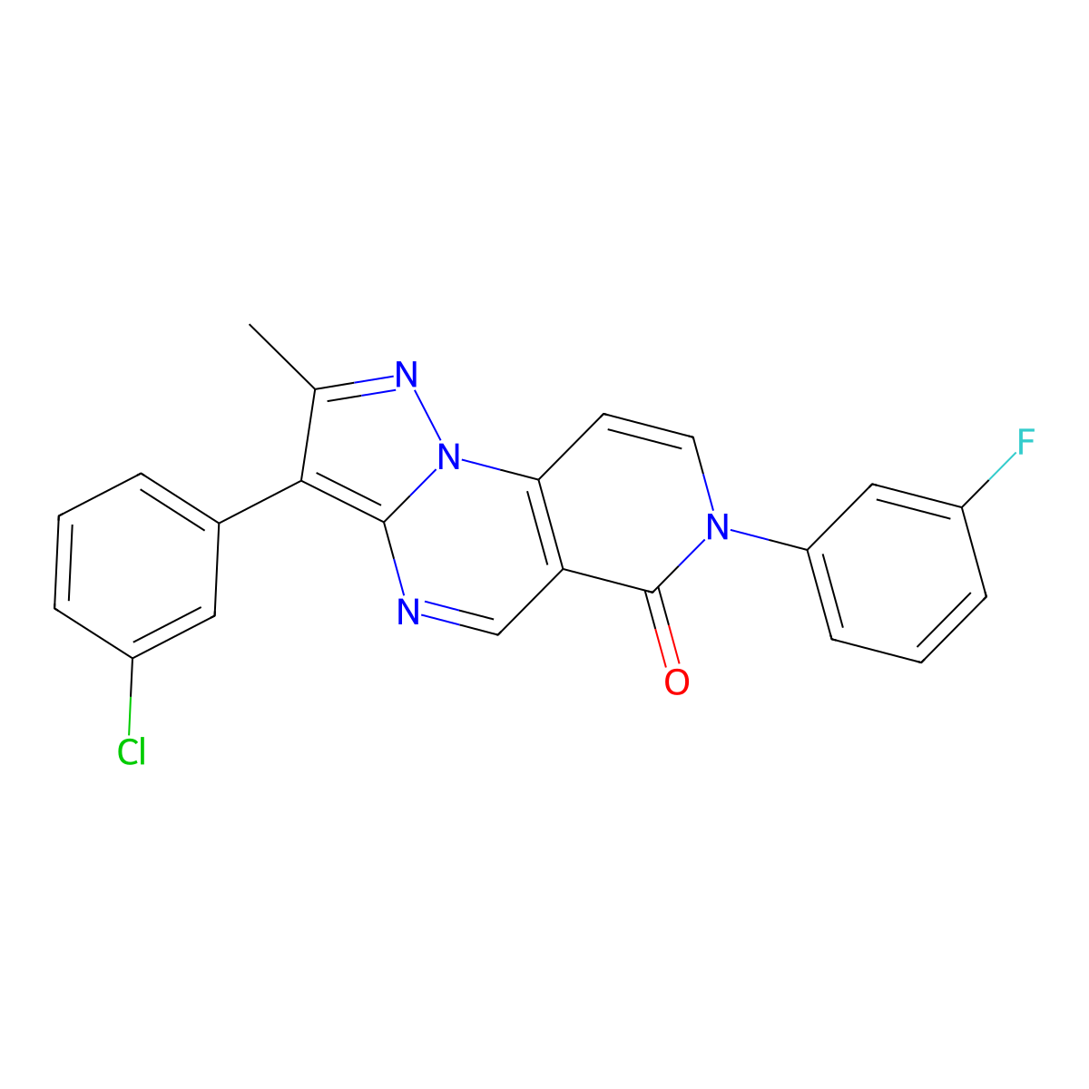 3-(3-chlorophenyl)-7-(3-fluorophenyl)-2-methylpyrazolo[1,5-a]pyrido[3,4-e]pyrimidin-6(7H)-one molecular structure, CAS 1030453-81-6