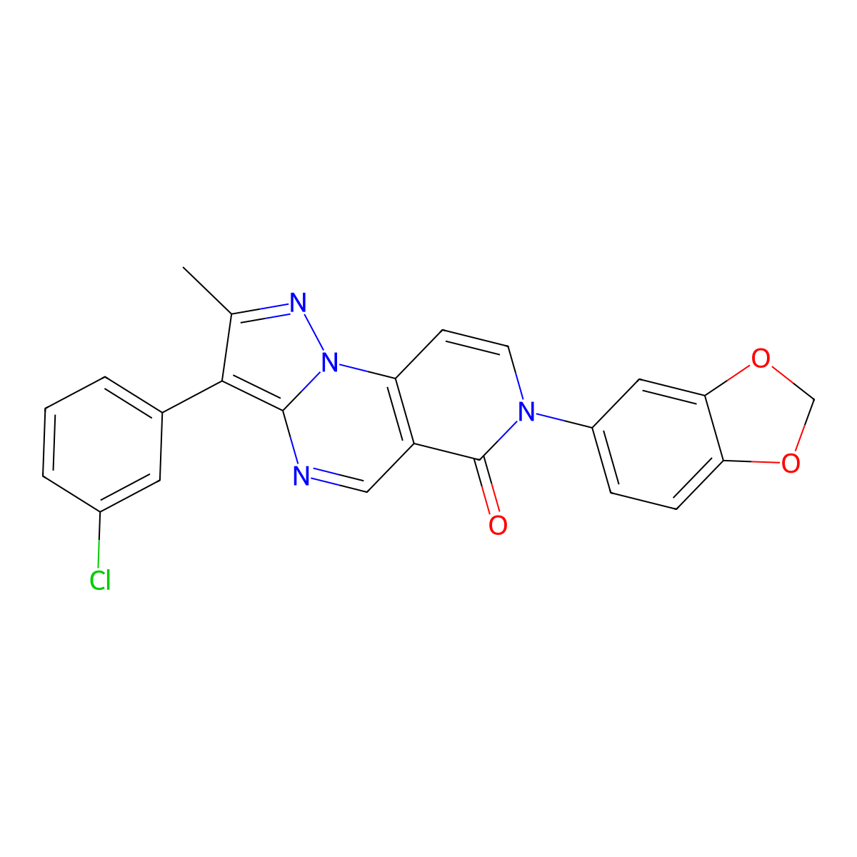 7-(1,3-benzodioxol-5-yl)-3-(3-chlorophenyl)-2-methylpyrazolo[1,5-a]pyrido[3,4-e]pyrimidin-6(7H)-one molecular structure, CAS 1030453-97-4