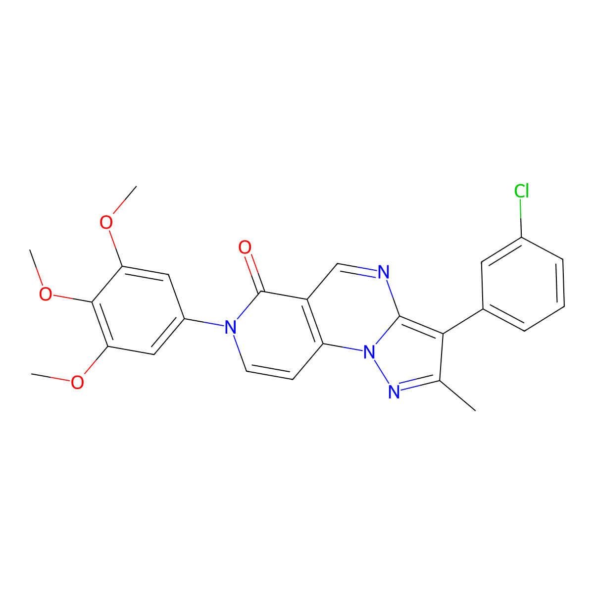 3-(3-chlorophenyl)-2-methyl-7-(3,4,5-trimethoxyphenyl)pyrazolo[1,5-a]pyrido[3,4-e]pyrimidin-6(7H)-one molecular structure, CAS 1030454-13-7