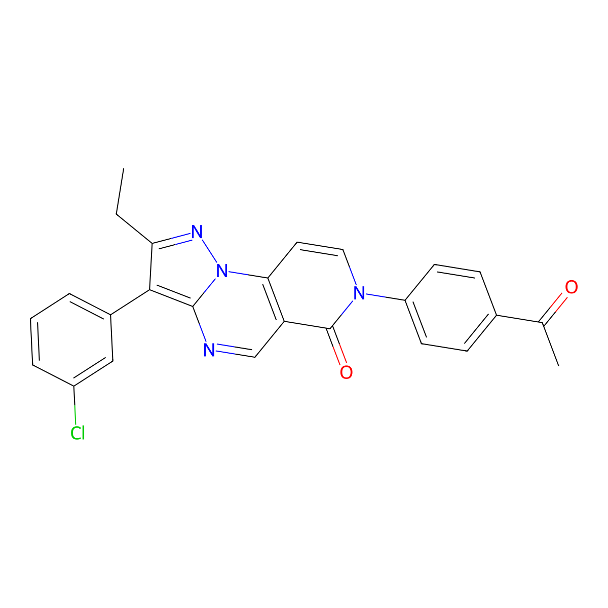 7-(4-acetylphenyl)-3-(3-chlorophenyl)-2-ethylpyrazolo[1,5-a]pyrido[3,4-e]pyrimidin-6(7H)-one molecular structure, CAS 1030454-49-9