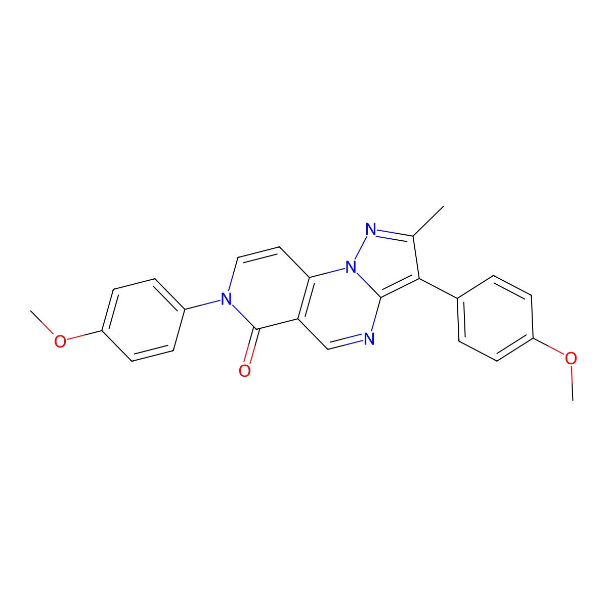 3,7-bis(4-methoxyphenyl)-2-methylpyrazolo[1,5-a]pyrido[3,4-e]pyrimidin-6(7H)-one molecular structure, CAS 1030454-97-7