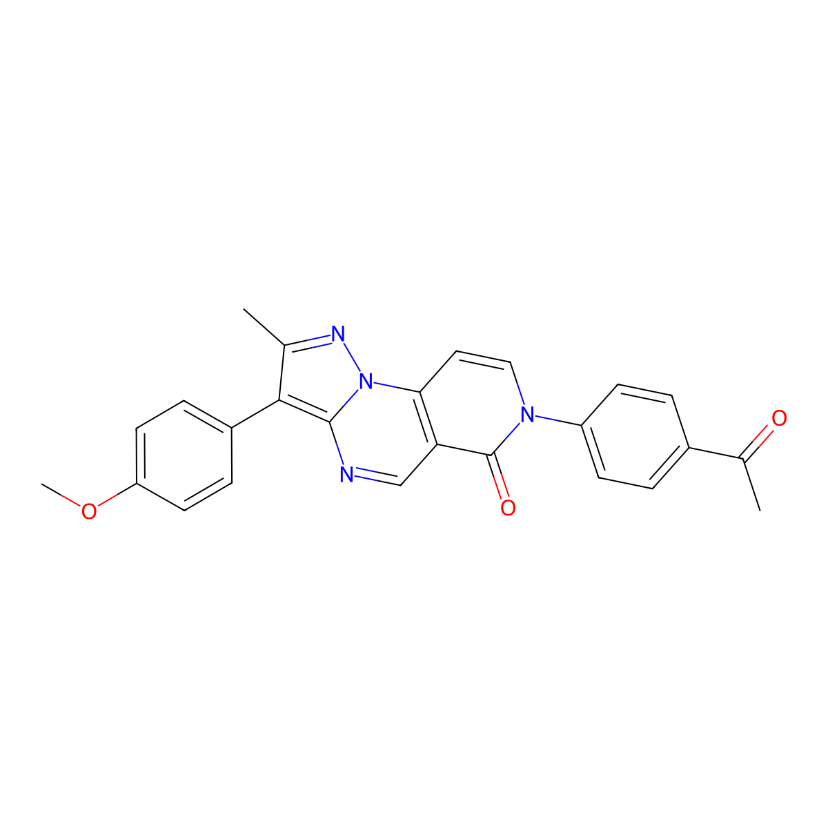 7-(4-acetylphenyl)-3-(4-methoxyphenyl)-2-methylpyrazolo[1,5-a]pyrido[3,4-e]pyrimidin-6(7H)-one molecular structure, CAS 1030455-05-0