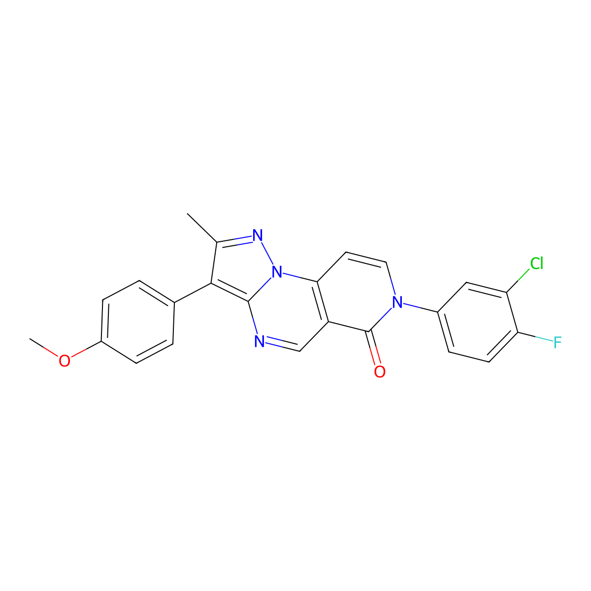 7-(3-chloro-4-fluorophenyl)-3-(4-methoxyphenyl)-2-methylpyrazolo[1,5-a]pyrido[3,4-e]pyrimidin-6(7H)-one molecular structure, CAS 1030455-45-8