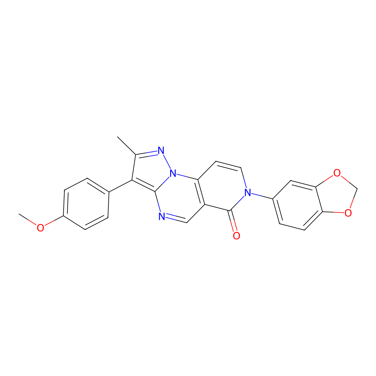 7-(1,3-benzodioxol-5-yl)-3-(4-methoxyphenyl)-2-methylpyrazolo[1,5-a]pyrido[3,4-e]pyrimidin-6(7H)-one molecular structure, CAS 1030455-53-8