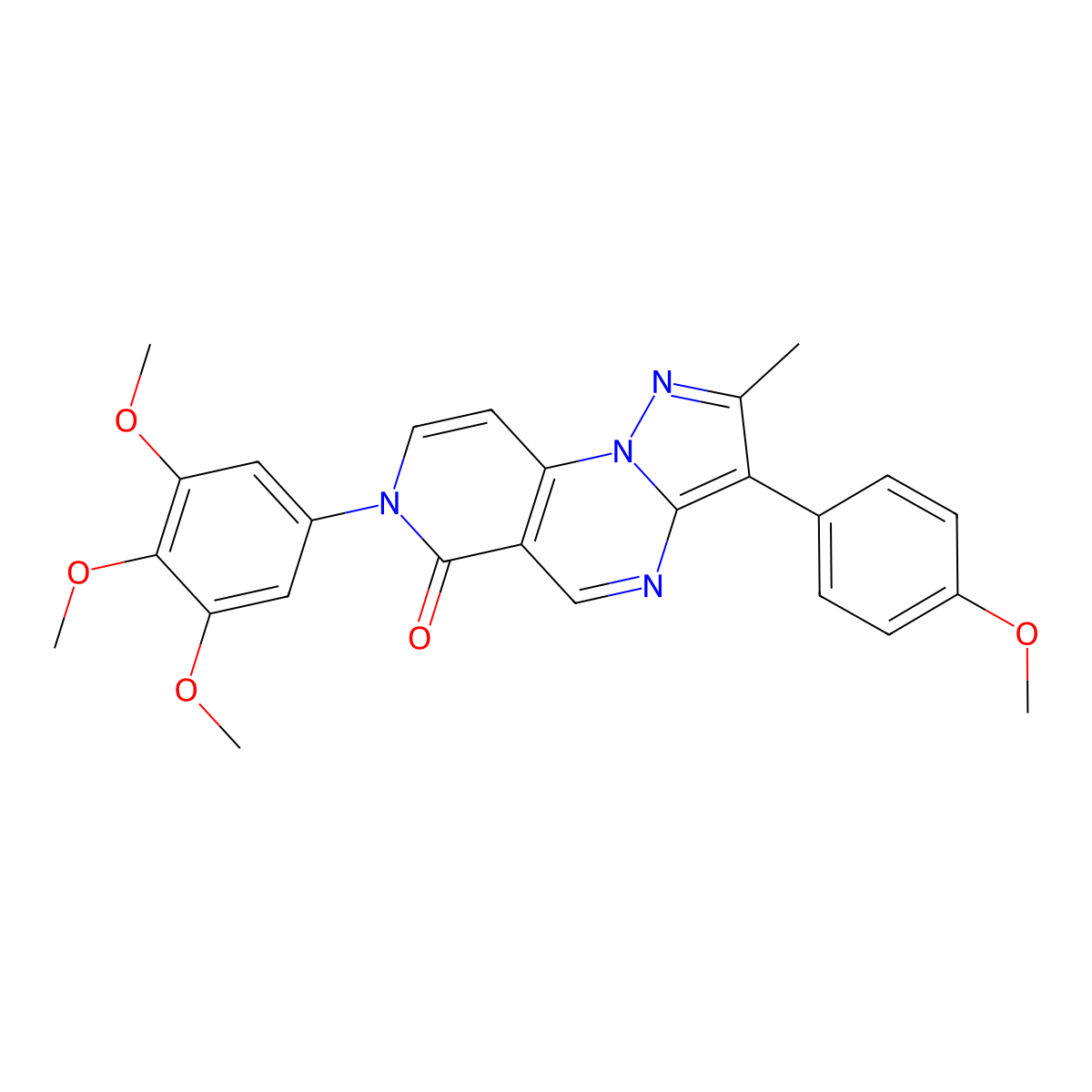 3-(4-methoxyphenyl)-2-methyl-7-(3,4,5-trimethoxyphenyl)pyrazolo[1,5-a]pyrido[3,4-e]pyrimidin-6(7H)-one molecular structure, CAS 1030455-77-6