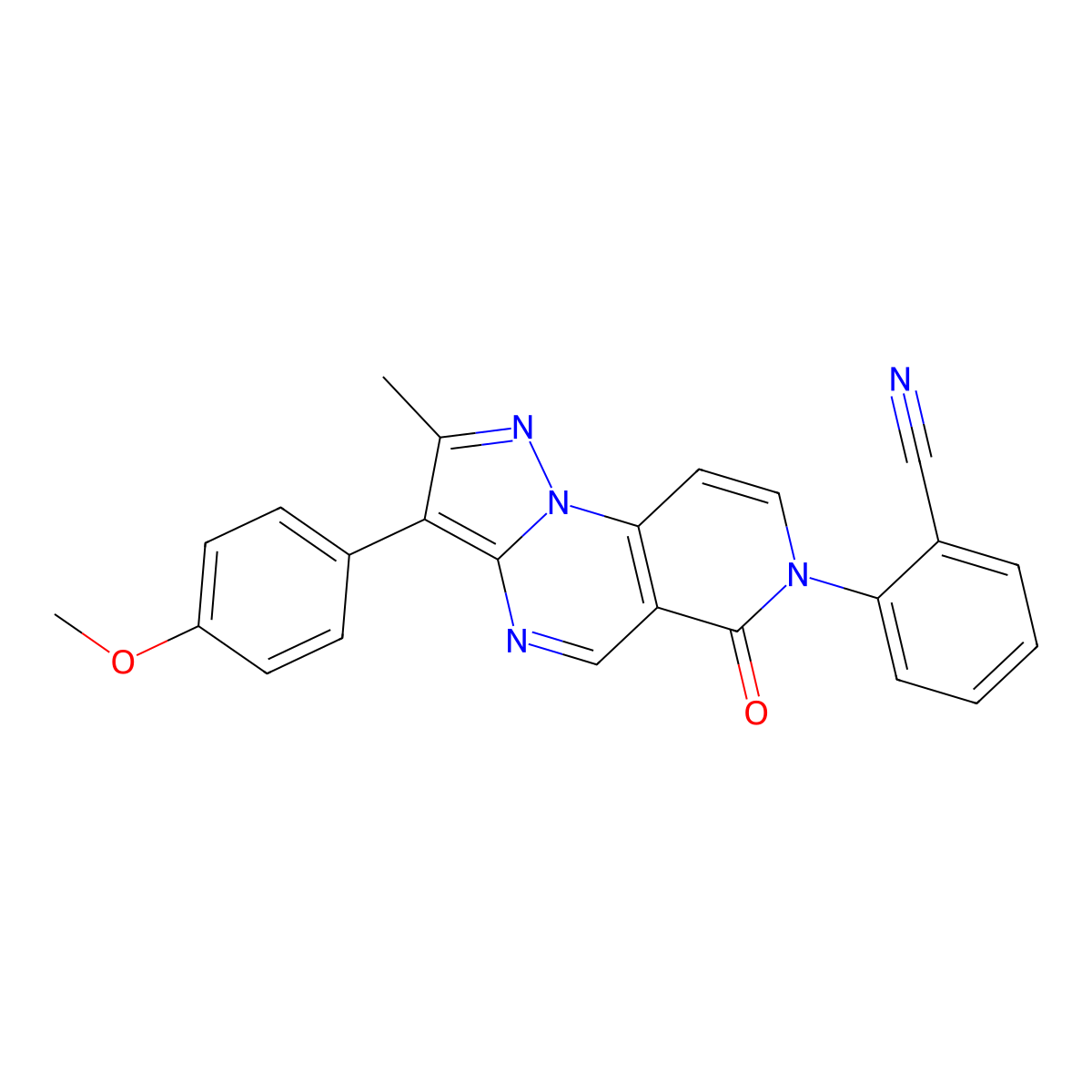 2-(3-(4-methoxyphenyl)-2-methyl-6-oxopyrazolo[1,5-a]pyrido[3,4-e]pyrimidin-7(6H)-yl)benzonitrile molecular structure, CAS 1030455-85-6