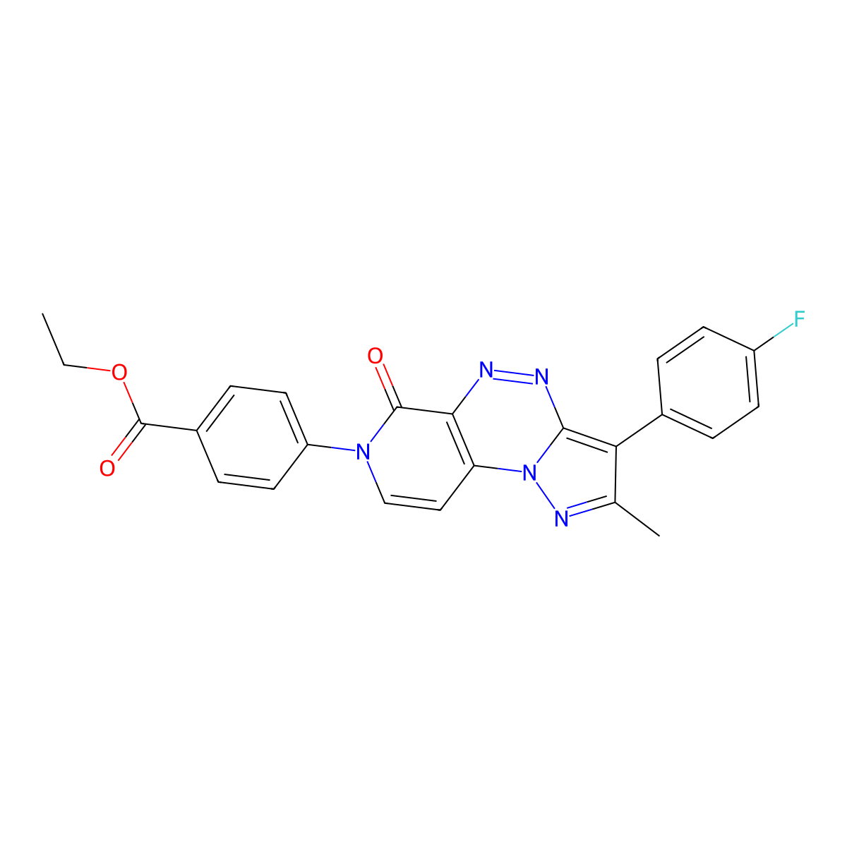 ethyl 4-[3-(4-fluorophenyl)-2-methyl-6-oxopyrazolo[5,1-c]pyrido[4,3-e][1,2,4]triazin-7(6H)-yl]benzoate molecular structure, CAS 1030456-01-9