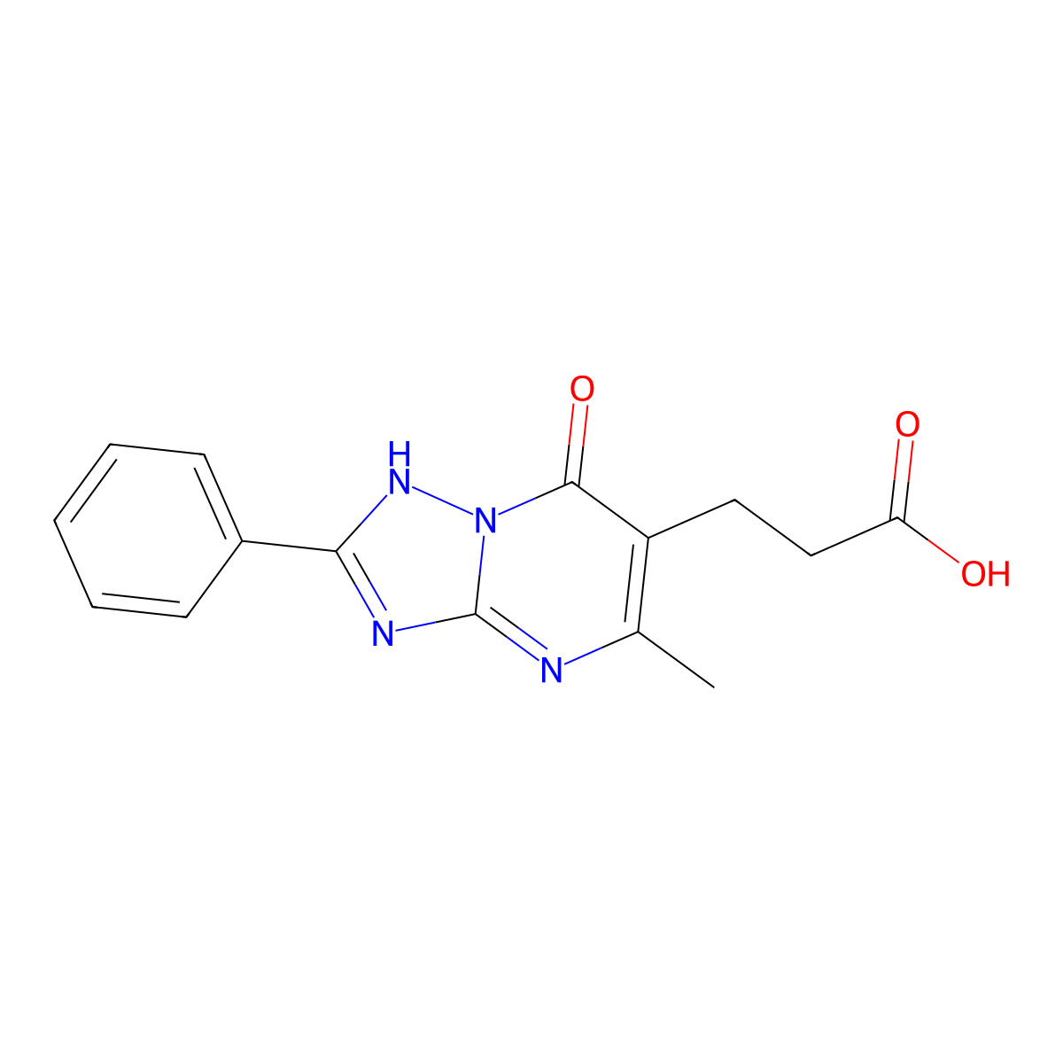 3-(5-Methyl-7-oxo-2-phenyl-4,7-dihydro[1,2,4]triazolo[1,5-a]pyrimidin-6-yl)propanoic acid molecular structure, CAS 1030457-30-7