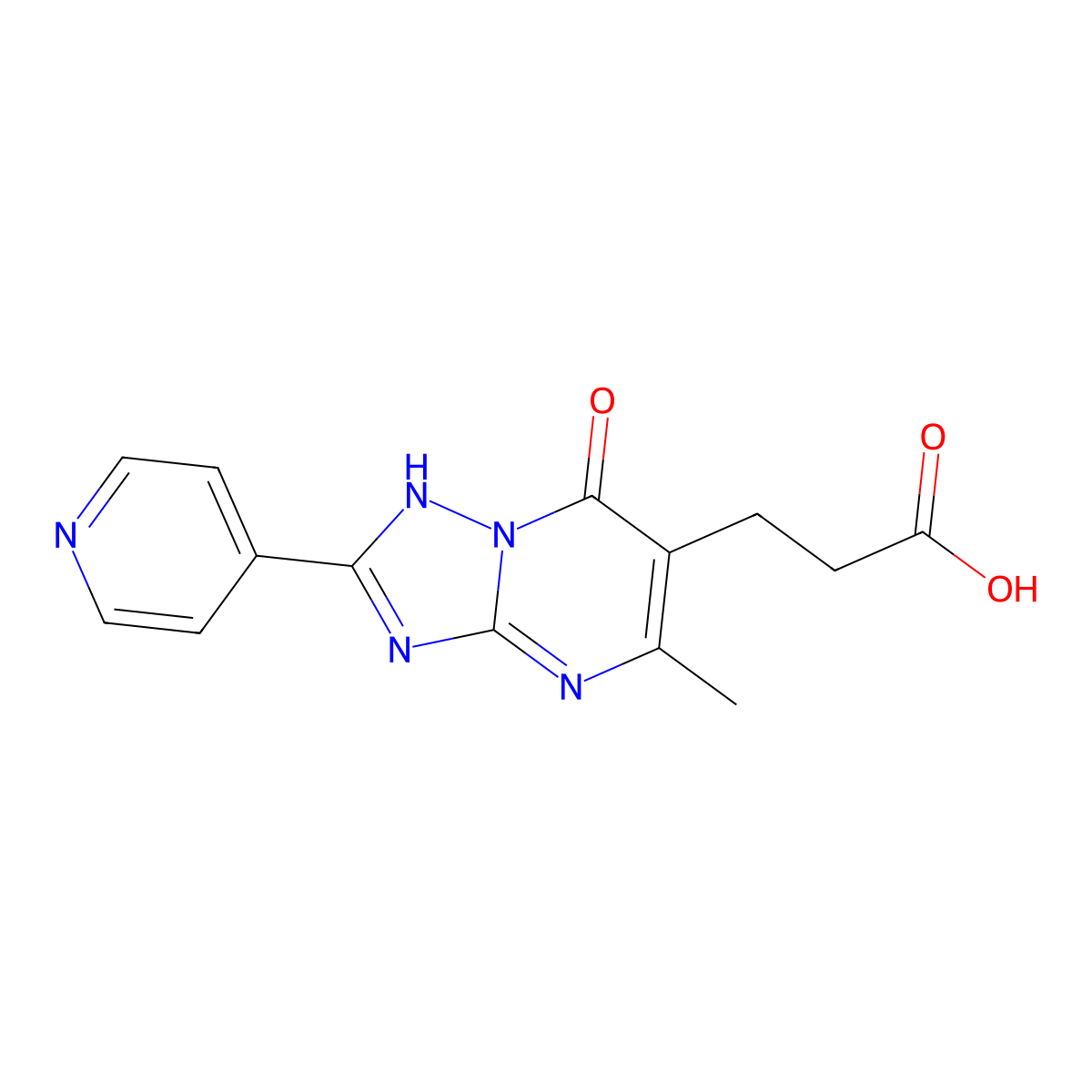 3-(5-Methyl-7-oxo-2-(pyridin-4-yl)-4,7-dihydro-[1,2,4]triazolo[1,5-a]pyrimidin-6-yl)propanoic acid molecular structure, CAS 1030457-38-5