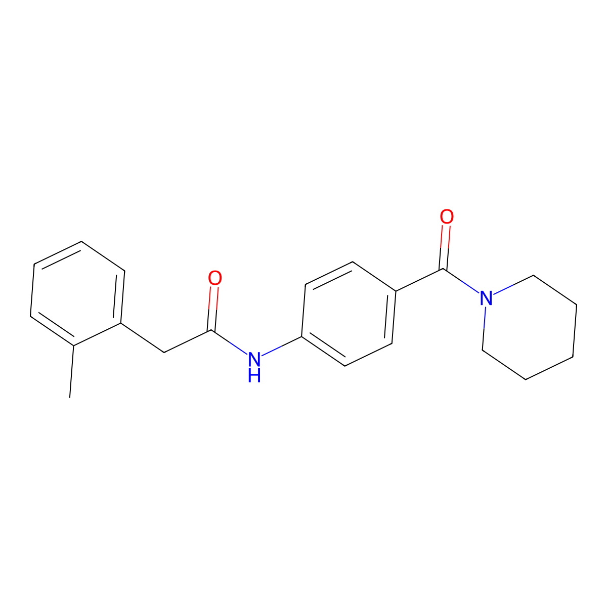 2-(2-methylphenyl)-N-[4-(piperidin-1-ylcarbonyl)phenyl]acetamide molecular structure, CAS 1030458-77-5