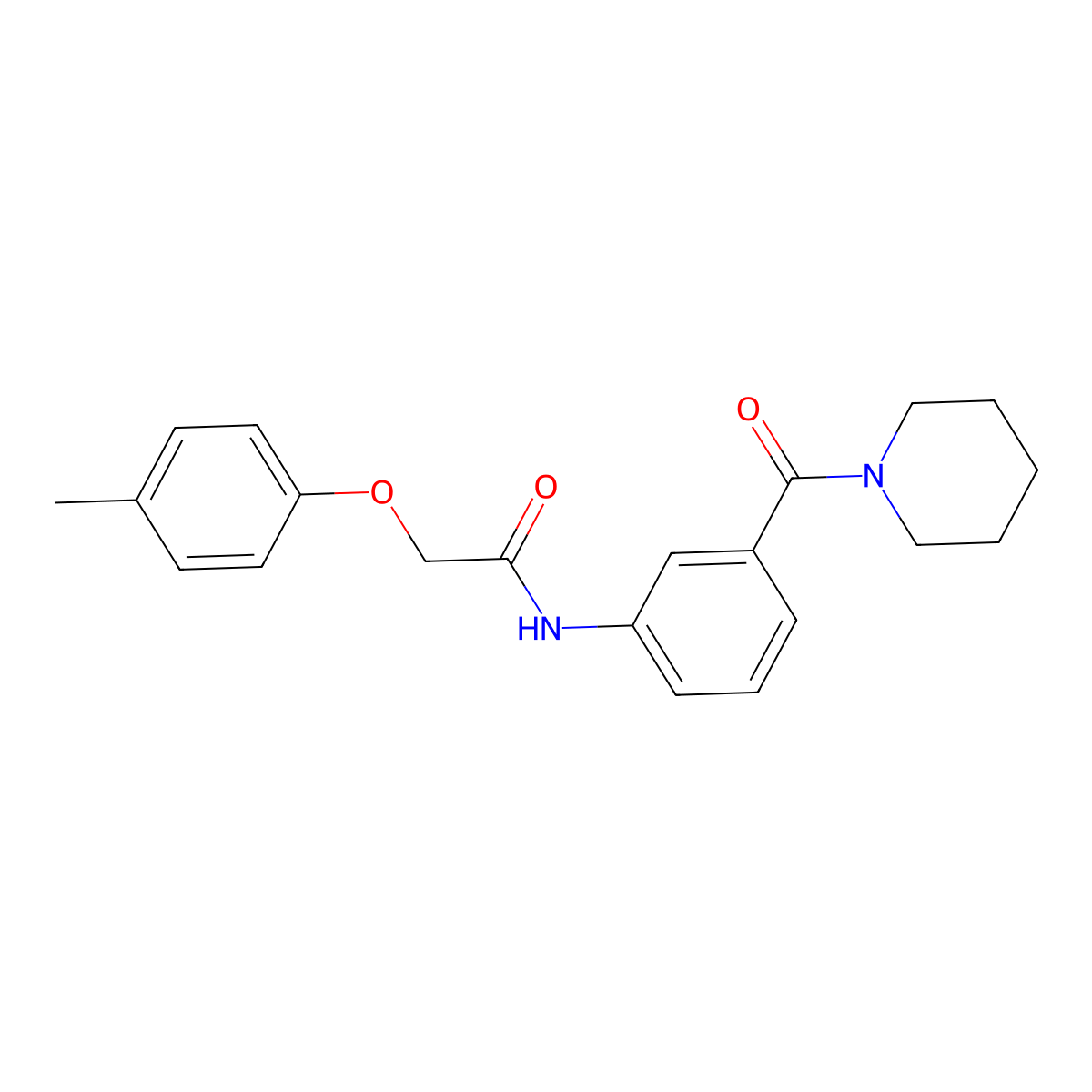 2-(4-methylphenoxy)-N-[3-(piperidin-1-ylcarbonyl)phenyl]acetamide molecular structure, CAS 1030459-11-0