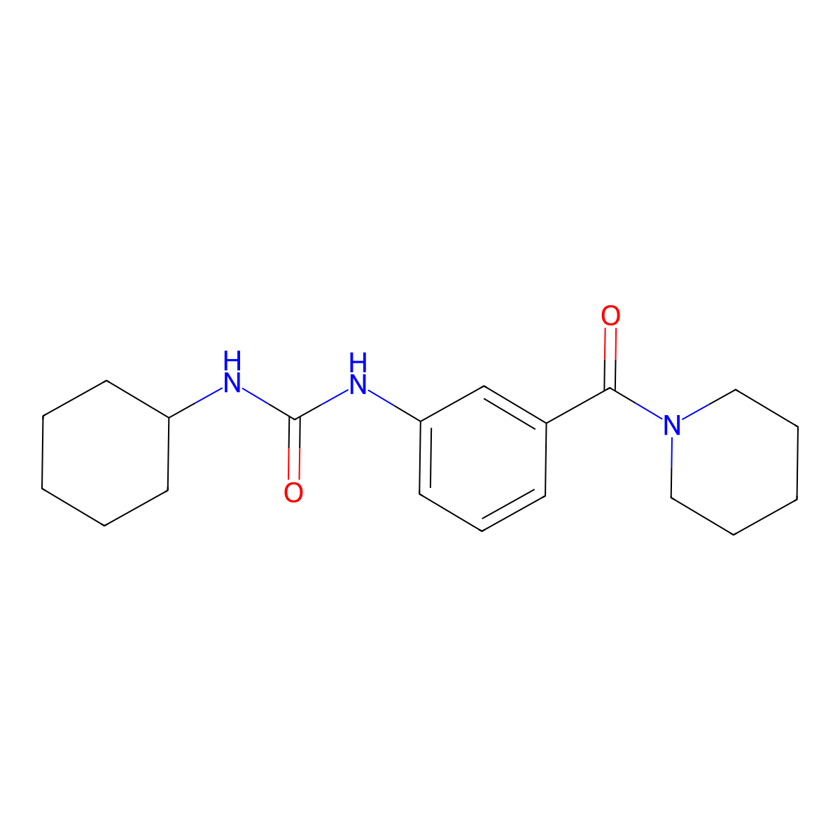 N-cyclohexyl-N'-[3-(1-piperidinylcarbonyl)phenyl]urea molecular structure, CAS 1030460-56-0