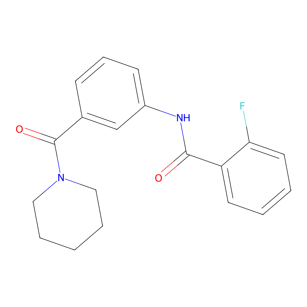 2-fluoro-N-[3-(1-piperidinylcarbonyl)phenyl]benzamide molecular structure, CAS 1030461-37-0