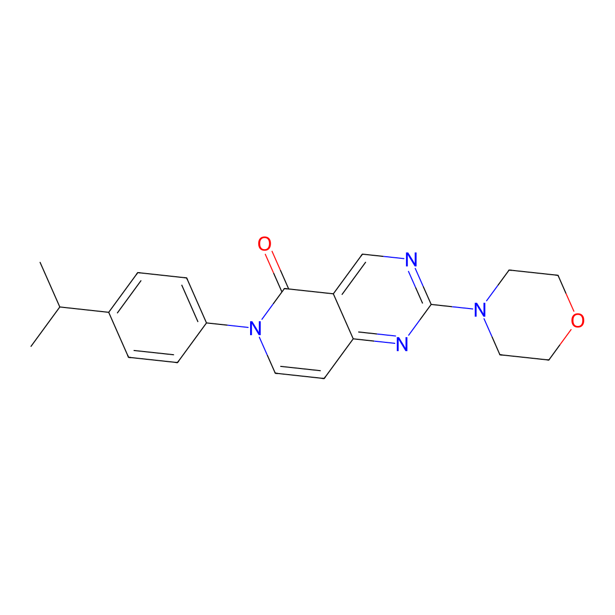 2-(morpholin-4-yl)-6-[4-(propan-2-yl)phenyl]pyrido[4,3-d]pyrimidin-5(6H)-one molecular structure, CAS 1030461-79-0