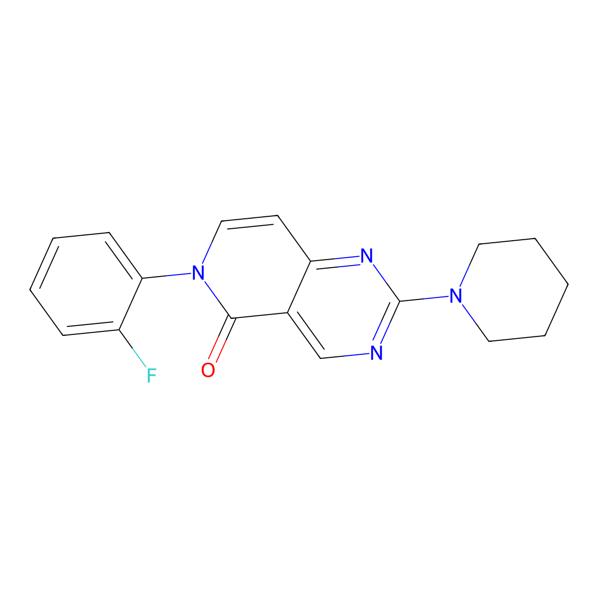 6-(2-fluorophenyl)-2-(piperidin-1-yl)pyrido[4,3-d]pyrimidin-5(6H)-one molecular structure, CAS 1030463-51-4