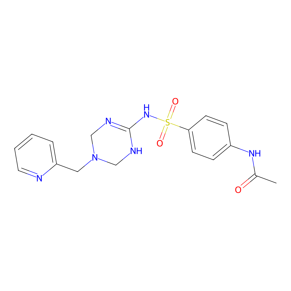 N-(4-{[5-(pyridin-2-ylmethyl)-1,4,5,6-tetrahydro-1,3,5-triazin-2-yl]sulfamoyl}phenyl)acetamide molecular structure, CAS 1030466-35-3