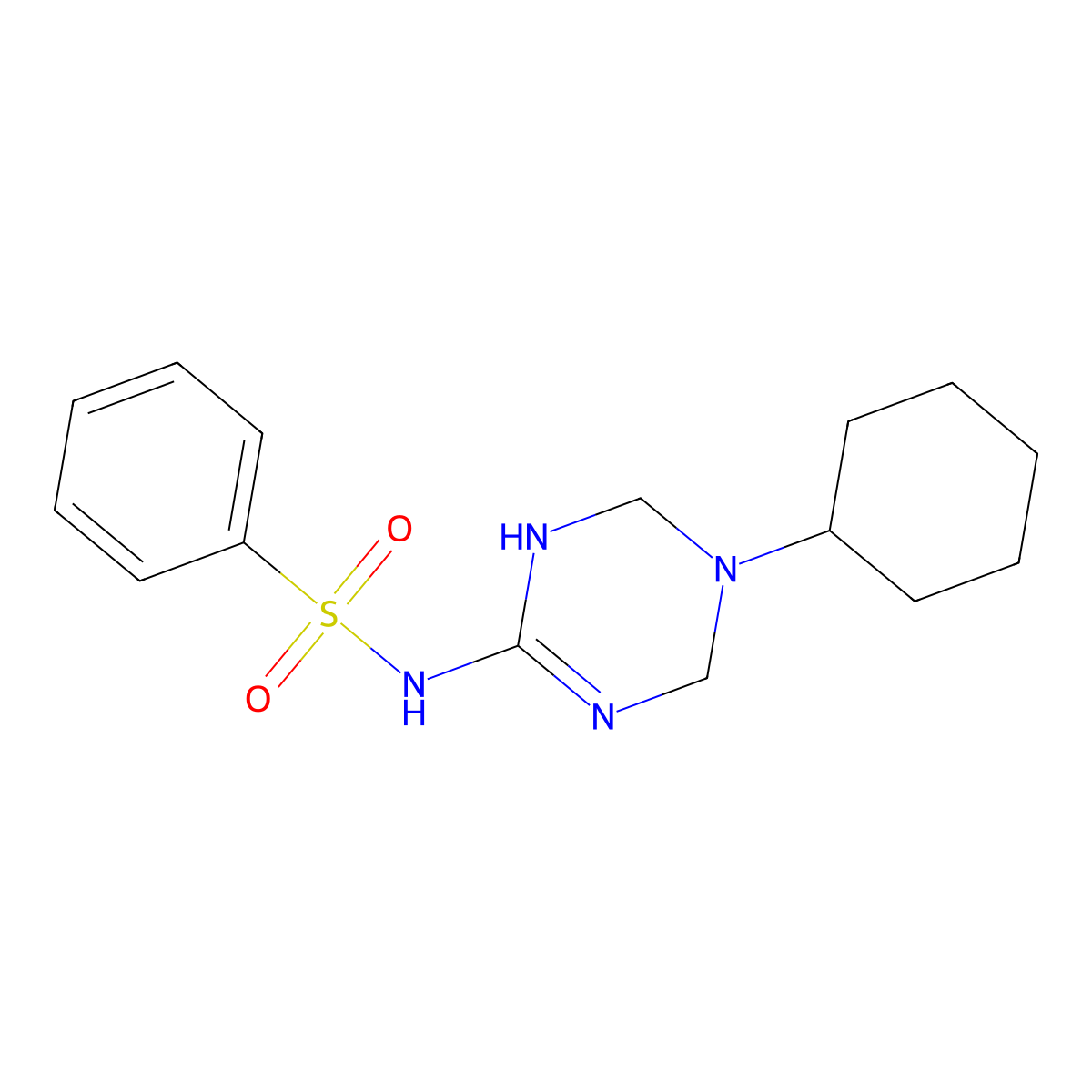 N-(5-cyclohexyl-1,4,5,6-tetrahydro-1,3,5-triazin-2-yl)benzenesulfonamide molecular structure, CAS 1030466-91-1