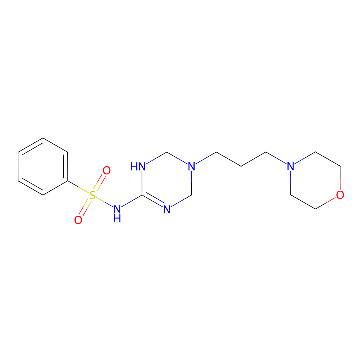 N-[5-(3-morpholinopropyl)-1,4,5,6-tetrahydro-1,3,5-triazin-2-yl]-1-benzenesulfonamide molecular structure, CAS 1030467-23-2