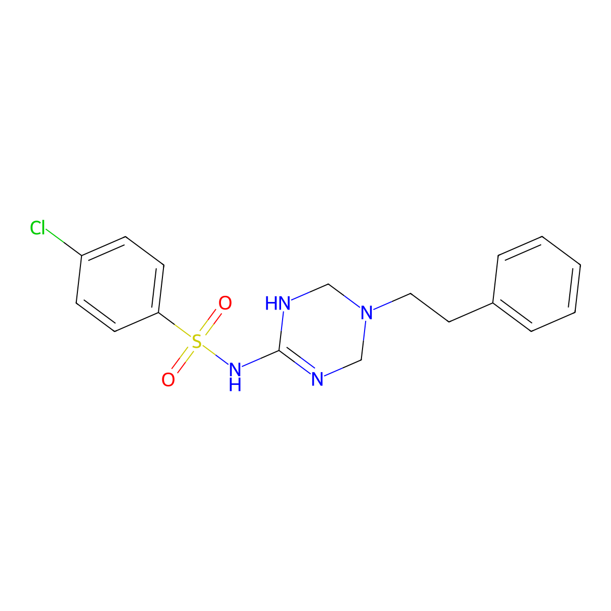 4-chloro-N-(5-phenethyl-1,4,5,6-tetrahydro-1,3,5-triazin-2-yl)-1-benzenesulfonamide molecular structure, CAS 1030467-60-7