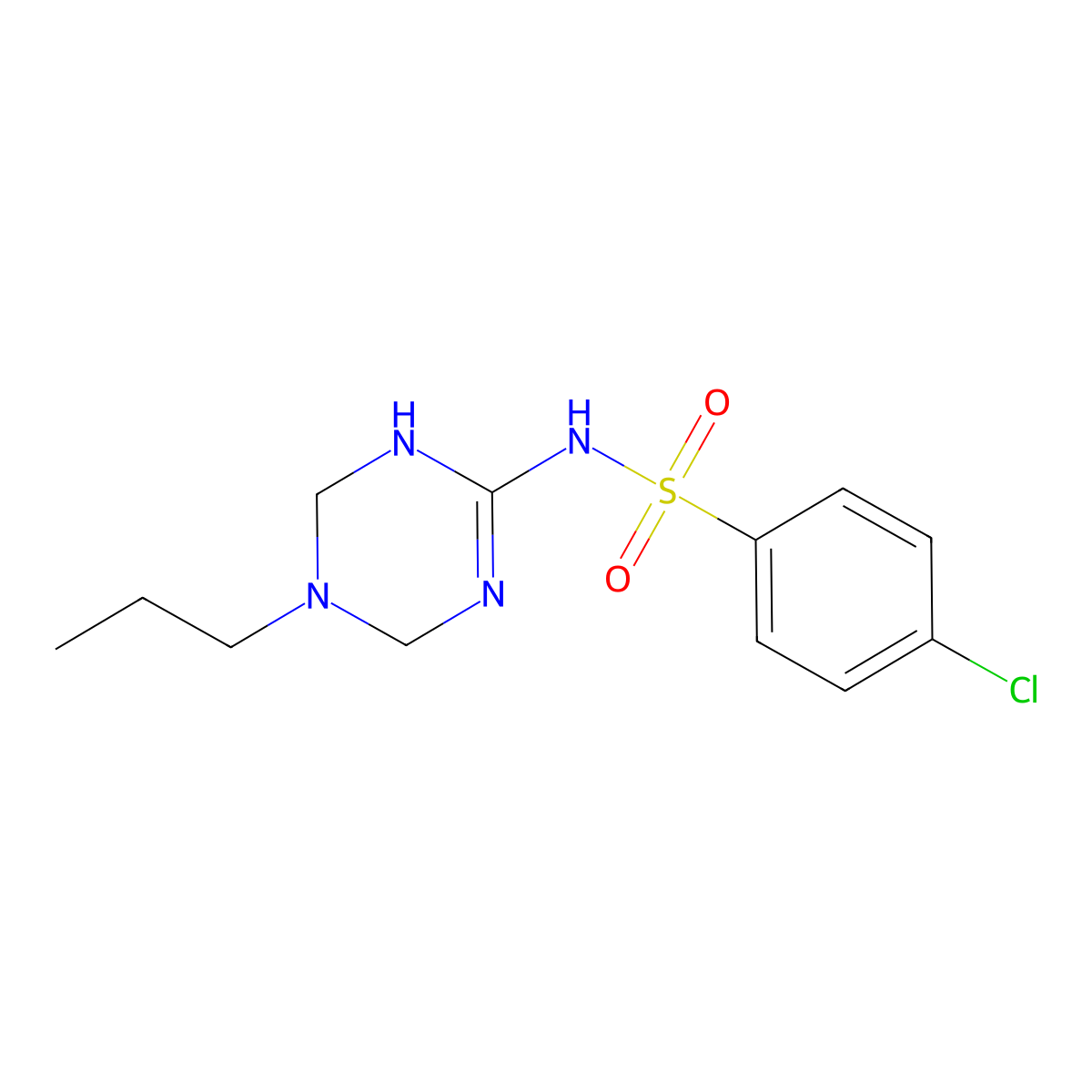 4-chloro-N-(5-propyl-1,4,5,6-tetrahydro-1,3,5-triazin-2-yl)benzenesulfonamide molecular structure, CAS 1030467-66-3