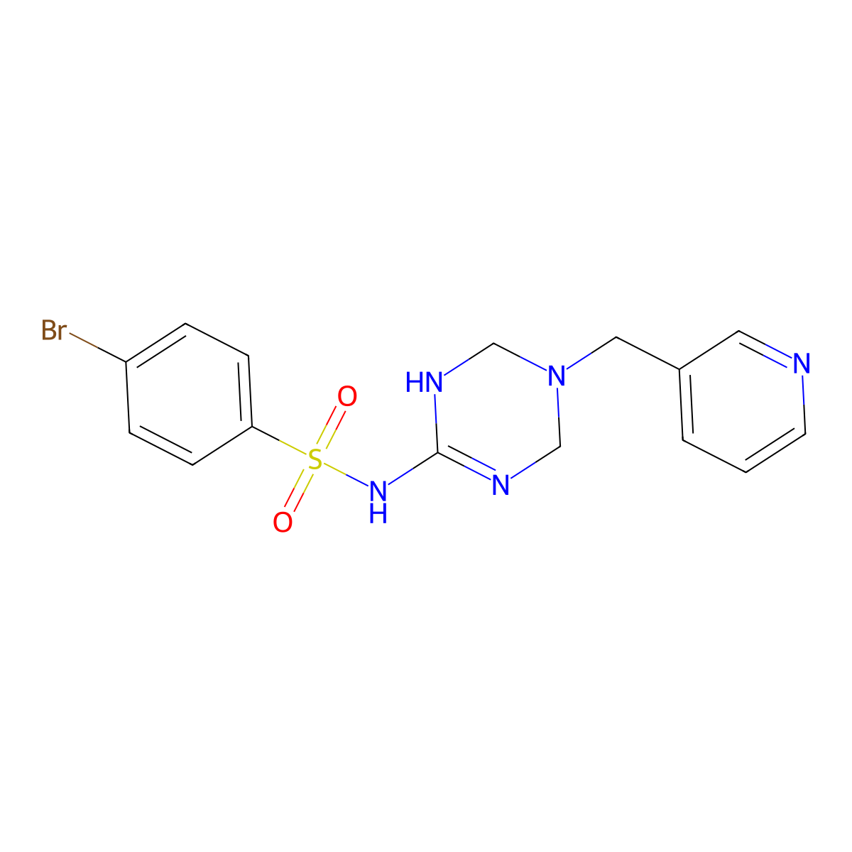 4-bromo-N-[5-(pyridin-3-ylmethyl)-1,4,5,6-tetrahydro-1,3,5-triazin-2-yl]benzenesulfonamide molecular structure, CAS 1030467-78-7