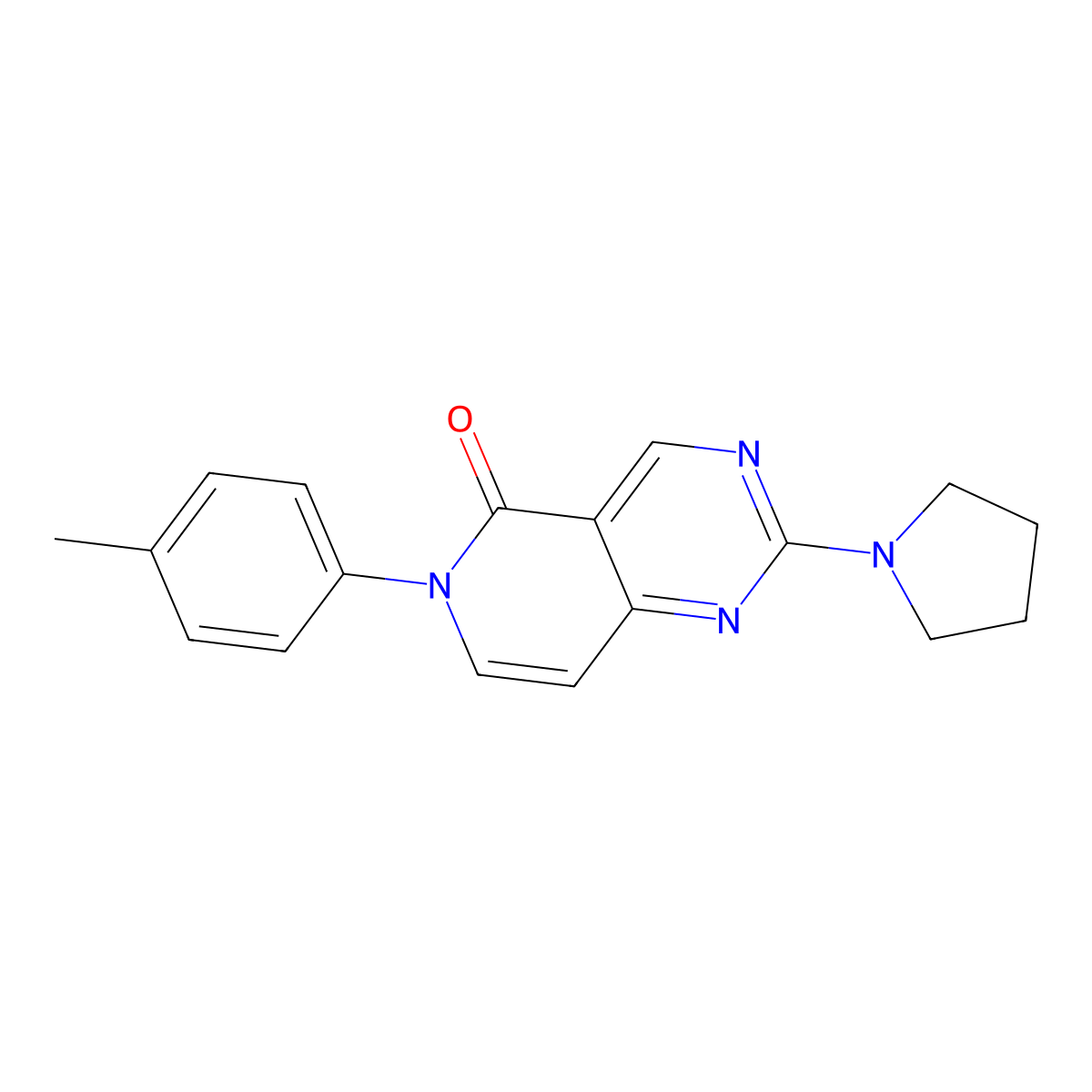 6-(4-methylphenyl)-2-(pyrrolidin-1-yl)pyrido[4,3-d]pyrimidin-5(6H)-one molecular structure, CAS 1030468-55-3