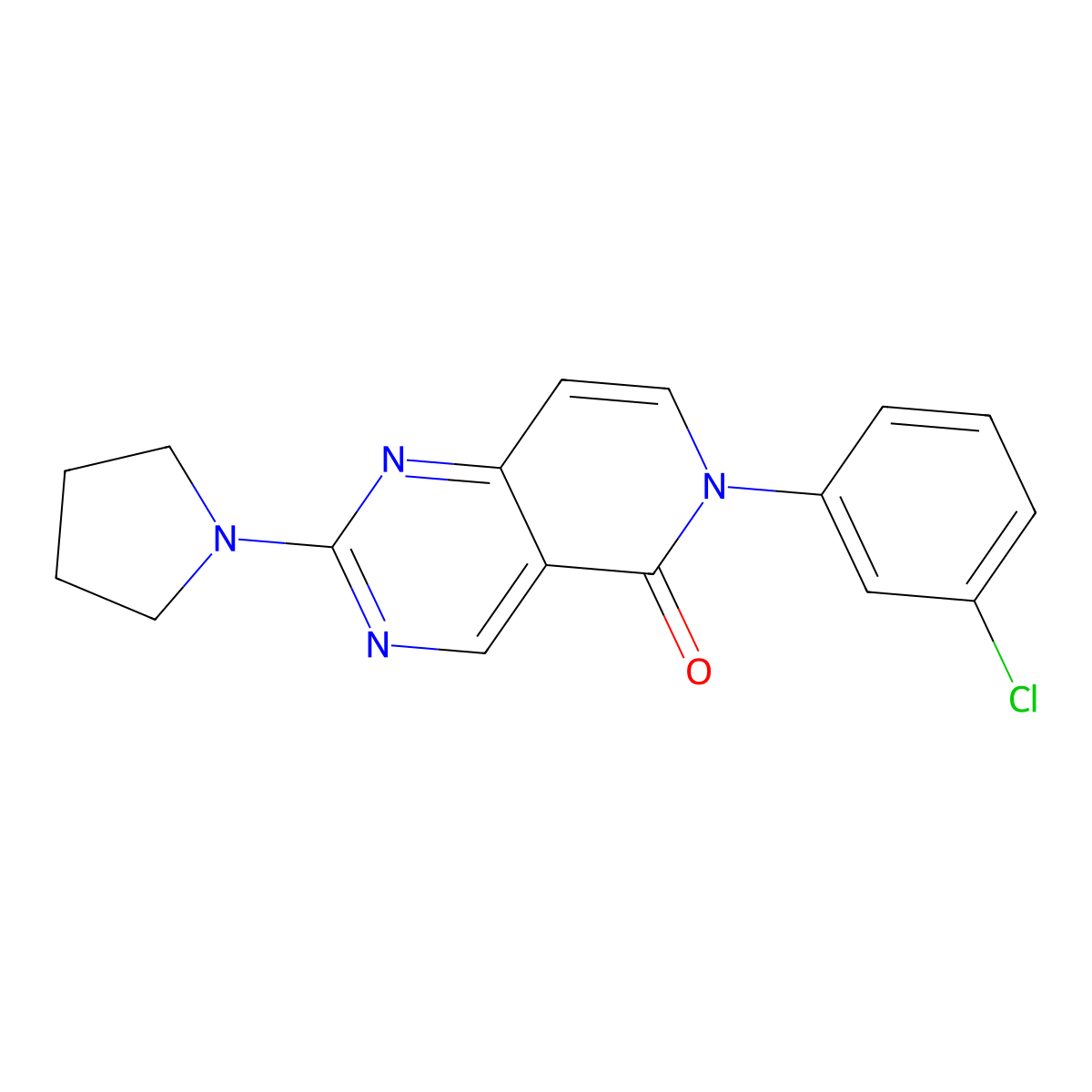 6-(3-chlorophenyl)-2-(1-pyrrolidinyl)pyrido[4,3-d]pyrimidin-5(6H)-one molecular structure, CAS 1030468-70-2