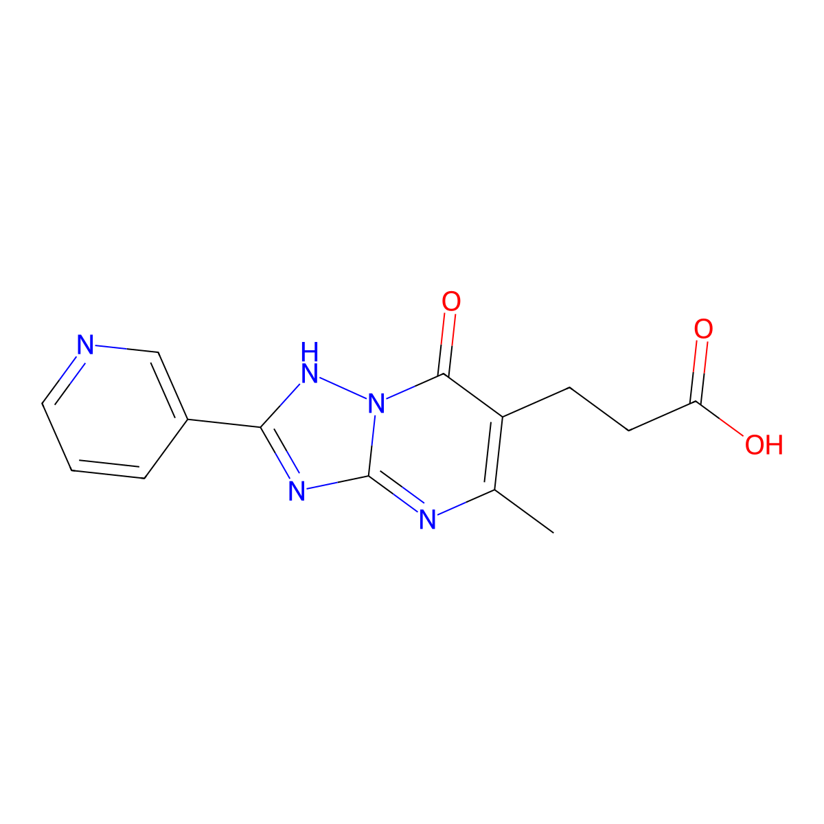 3-(5-Methyl-7-oxo-2-(pyridin-3-yl)-4,7-dihydro-[1,2,4]triazolo[1,5-a]pyrimidin-6-yl)propanoic acid molecular structure, CAS 1030476-64-2