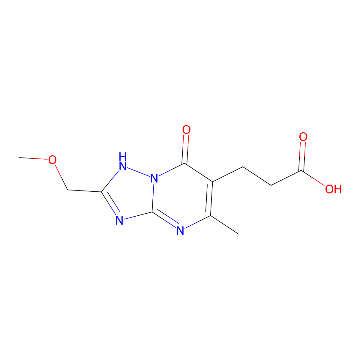 3-[2-(Methoxymethyl)-5-methyl-7-oxo-4,7-dihydro[1,2,4]triazolo[1,5-a]pyrimidin-6-yl]propanoic acid molecular structure, CAS 1030476-68-6