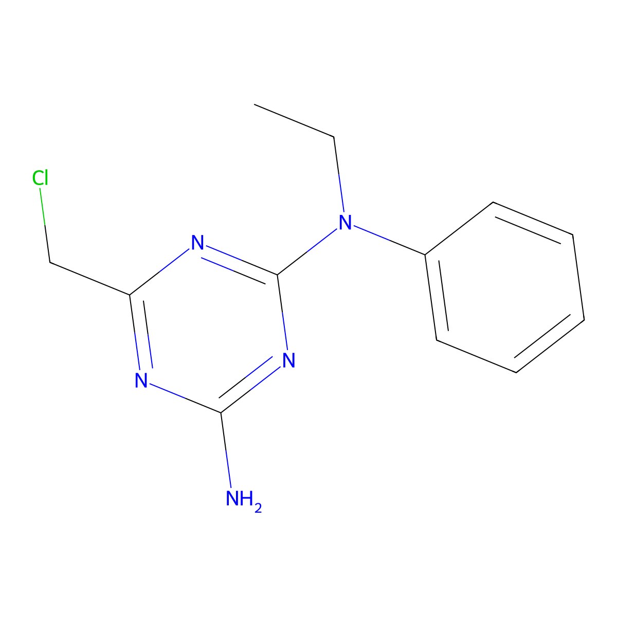 6-(chloromethyl)-N-ethyl-N-phenyl-1,3,5-triazine-2,4-diamine molecular structure, CAS 1030477-00-9