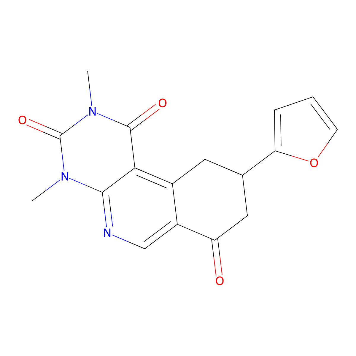 9-(furan-2-yl)-2,4-dimethyl-9,10-dihydropyrimido[4,5-c]isoquinoline-1,3,7(2H,4H,8H)-trione molecular structure, CAS 1030480-28-4