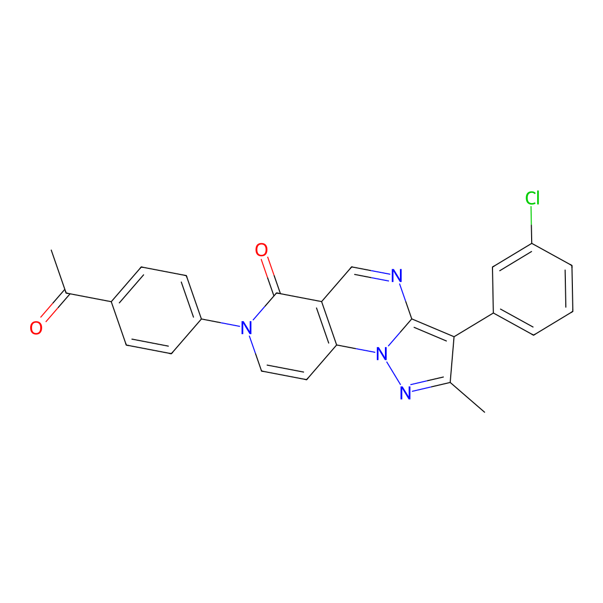7-(4-acetylphenyl)-3-(3-chlorophenyl)-2-methylpyrazolo[1,5-a]pyrido[3,4-e]pyrimidin-6(7H)-one molecular structure, CAS 1030481-97-0