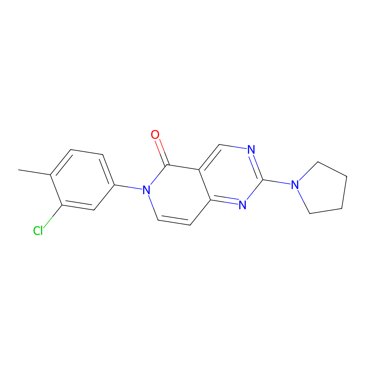 6-(3-chloro-4-methylphenyl)-2-(1-pyrrolidinyl)pyrido[4,3-d]pyrimidin-5(6H)-one molecular structure, CAS 1030482-08-6