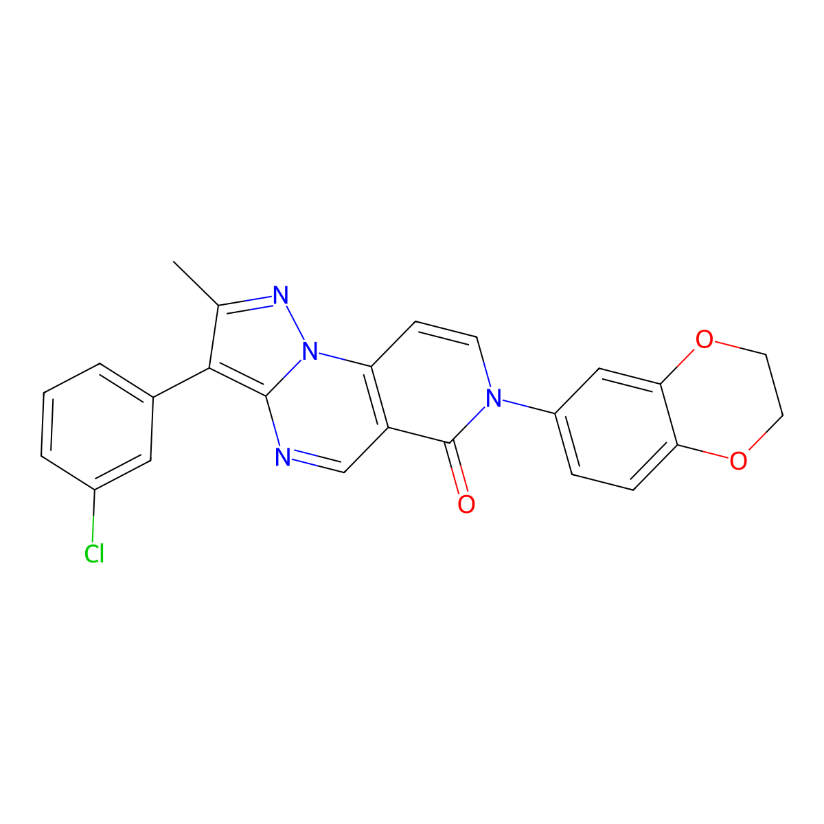 3-(3-chlorophenyl)-7-(2,3-dihydro-1,4-benzodioxin-6-yl)-2-methylpyrazolo[1,5-a]pyrido[3,4-e]pyrimidin-6(7H)-one molecular structure, CAS 1030482-11-1