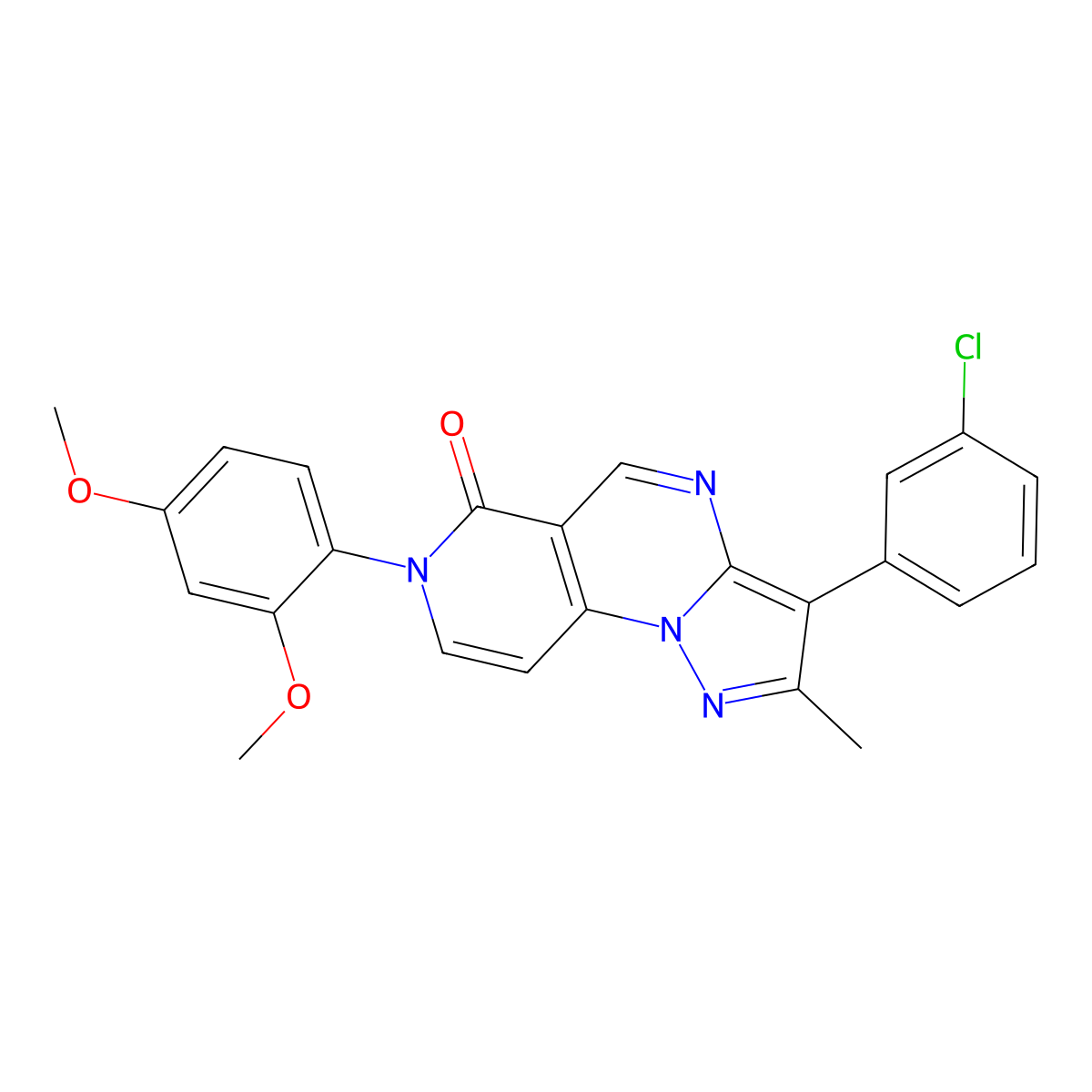 3-(3-chlorophenyl)-7-(2,4-dimethoxyphenyl)-2-methylpyrazolo[1,5-a]pyrido[3,4-e]pyrimidin-6(7H)-one molecular structure, CAS 1030482-16-6