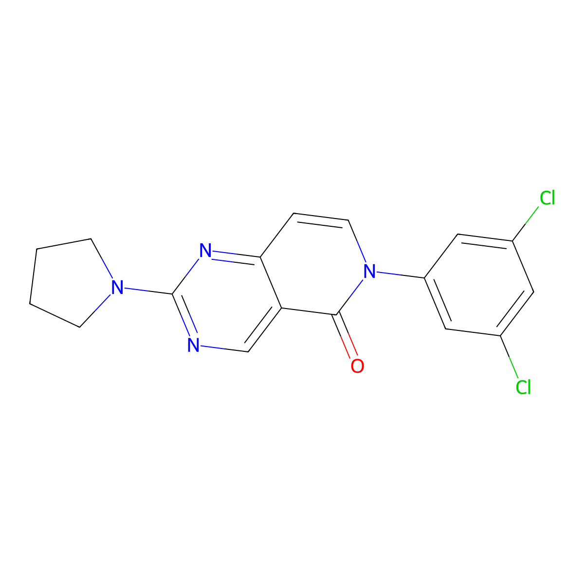 6-(3,5-dichlorophenyl)-2-(pyrrolidin-1-yl)pyrido[4,3-d]pyrimidin-5(6H)-one molecular structure, CAS 1030482-18-8