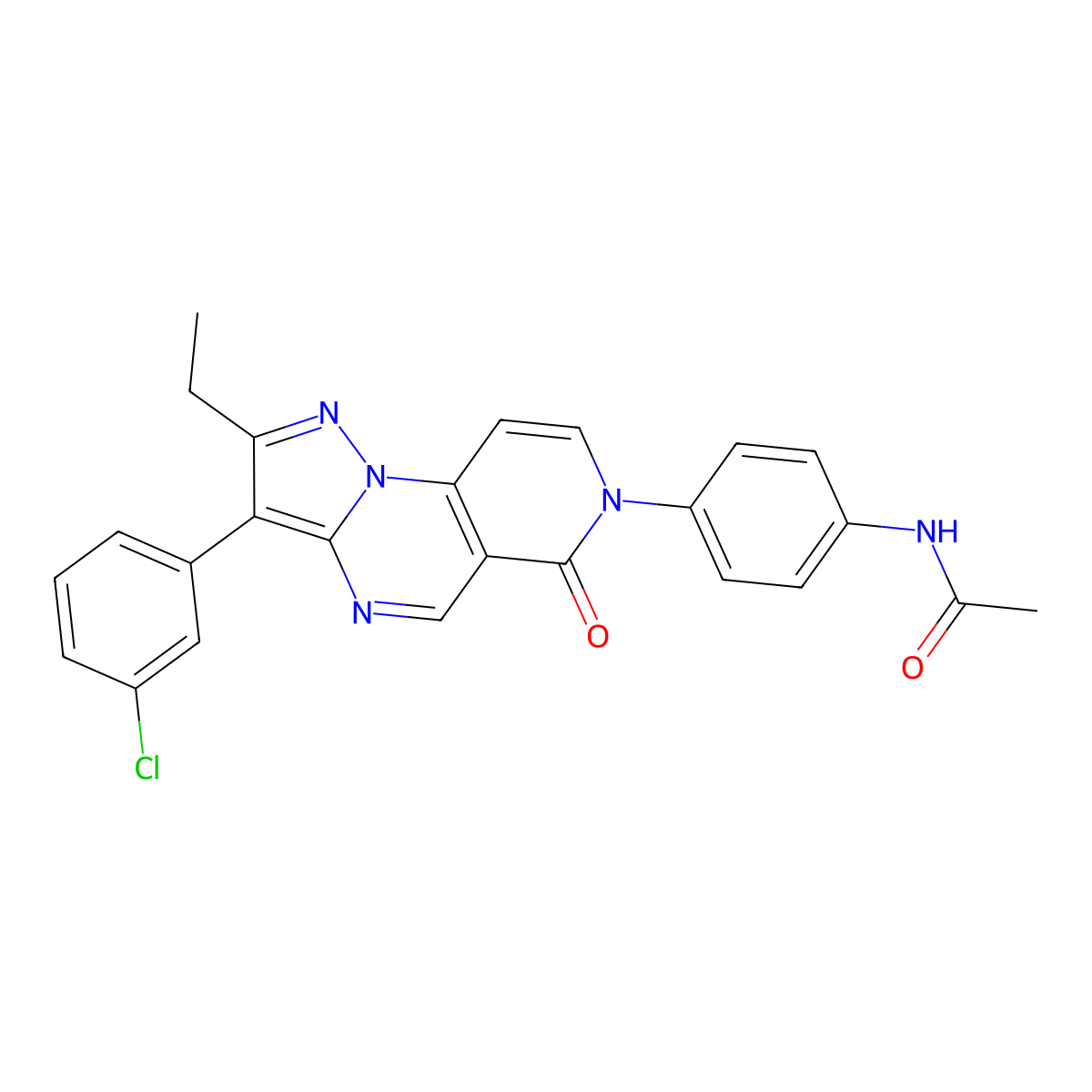N-{4-[3-(3-chlorophenyl)-2-ethyl-6-oxopyrazolo[1,5-a]pyrido[3,4-e]pyrimidin-7(6H)-yl]phenyl}acetamide molecular structure, CAS 1030482-38-2