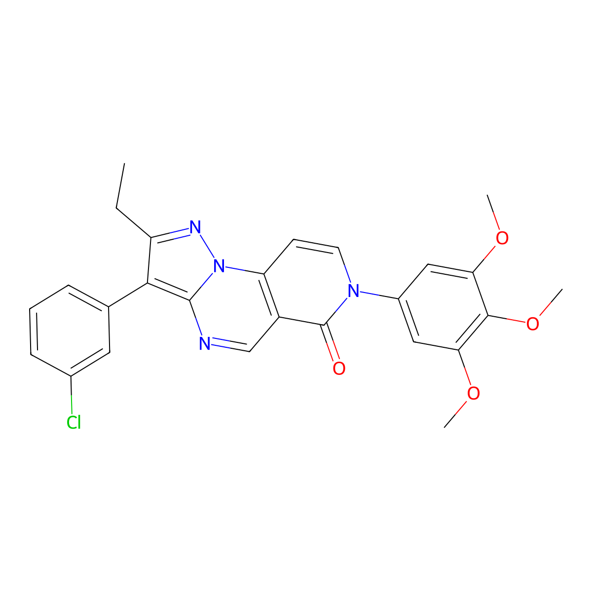 3-(3-chlorophenyl)-2-ethyl-7-(3,4,5-trimethoxyphenyl)pyrazolo[1,5-a]pyrido[3,4-e]pyrimidin-6(7H)-one molecular structure, CAS 1030482-42-8