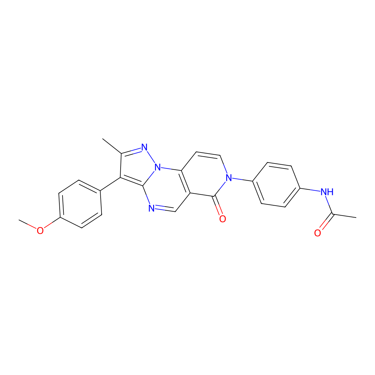 N-{4-[3-(4-methoxyphenyl)-2-methyl-6-oxopyrazolo[1,5-a]pyrido[3,4-e]pyrimidin-7(6H)-yl]phenyl}acetamide molecular structure, CAS 1030482-66-6