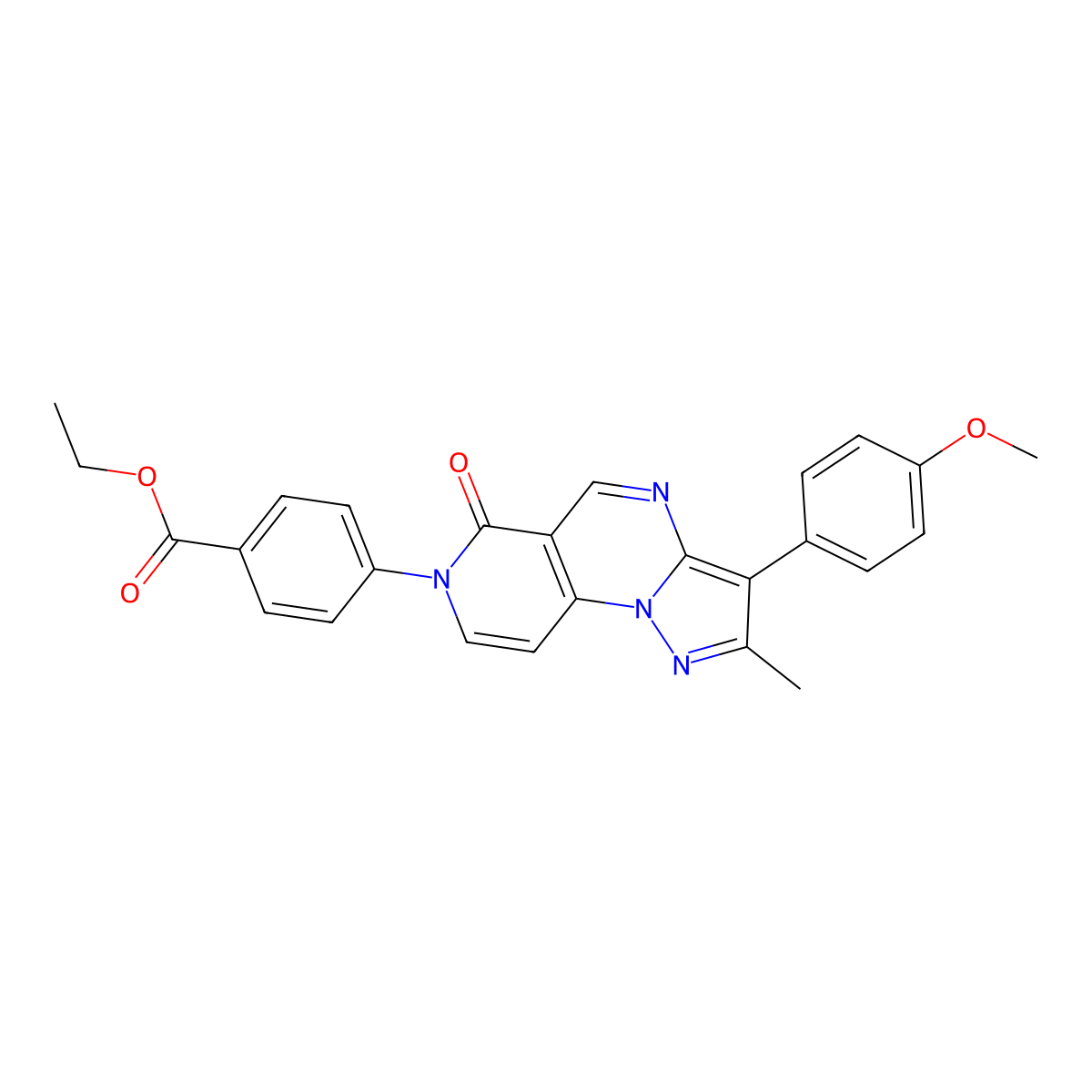 ethyl 4-[3-(4-methoxyphenyl)-2-methyl-6-oxopyrazolo[1,5-a]pyrido[3,4-e]pyrimidin-7(6H)-yl]benzoate molecular structure, CAS 1030482-70-2